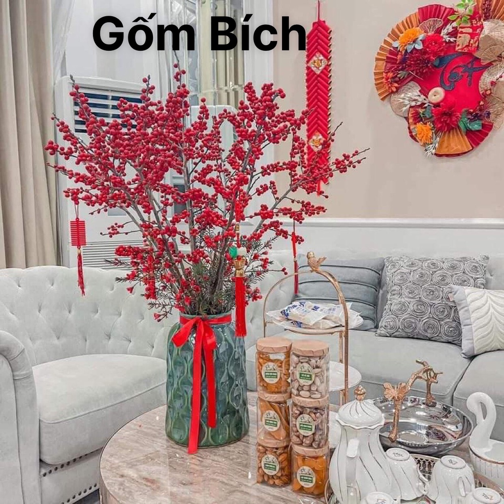 Bình Hoa Lọ Hoa Dáng Trụ Sóng To Cao 30cm Men Hỏa Biến Gốm Sứ Bát Tràng - Gốm Bích