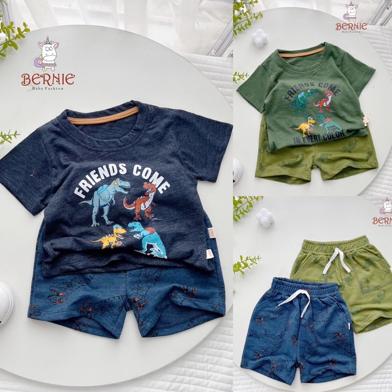 Bộ short cotton khủng long bé trai-MS73