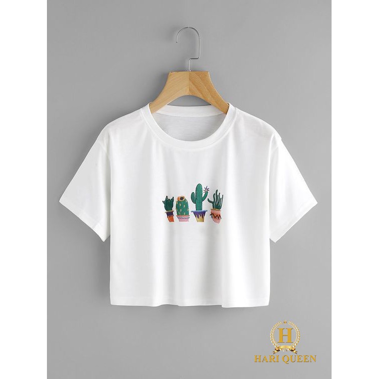 Áo croptop bốn chậu xương rồng HARI0320