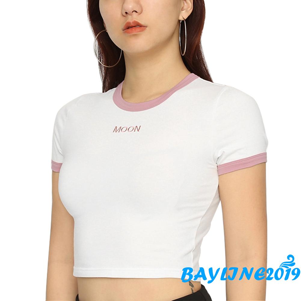 Áo lửng thêu chữ đơn giản dễ thương dành cho nữ