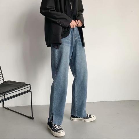Quần Jeans Ống Rộng Thời Trang Xu Hướng Hàn Quốc Cho Nam Và Nữ