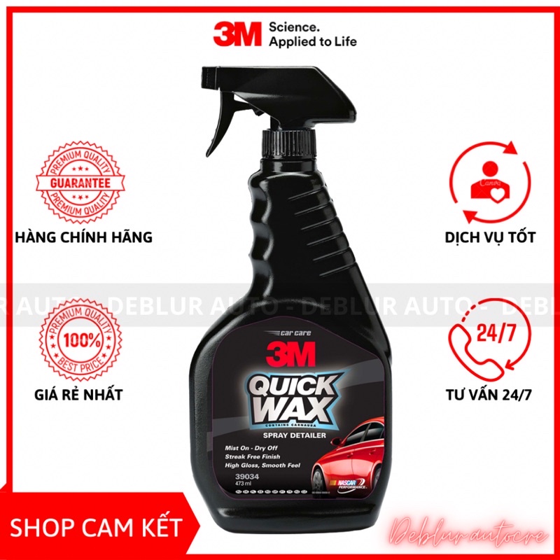 Chai xịt tăng độ bóng sơn, dung dịch làm bóng sơn xe ô tô, xe máy chính hãng 3M Quick Wax 39034