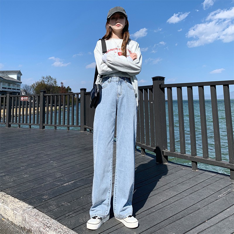 HOT  Quần Suông Dài Bigsize Nữ - Basic - Lưng Siêu Cao / Quần Jean Đen Đậm Sáng