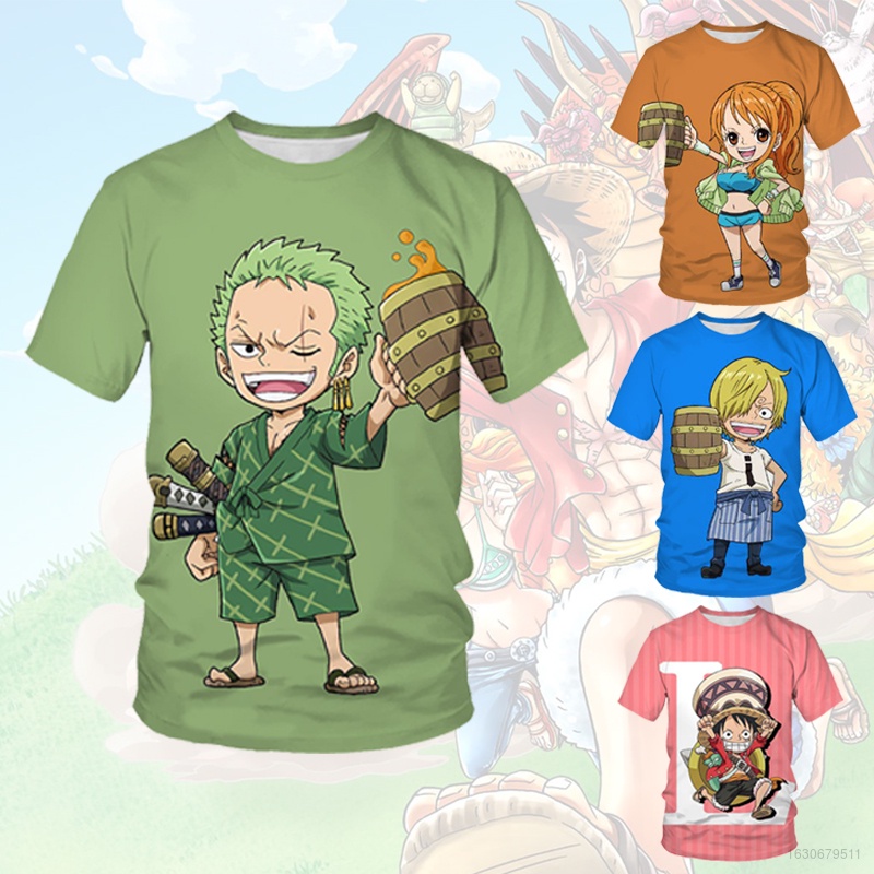 Gree Áo Thun Tay Ngắn In Hình Nhân Vật Luffy Zoro Sanji Chopper Cá Tính