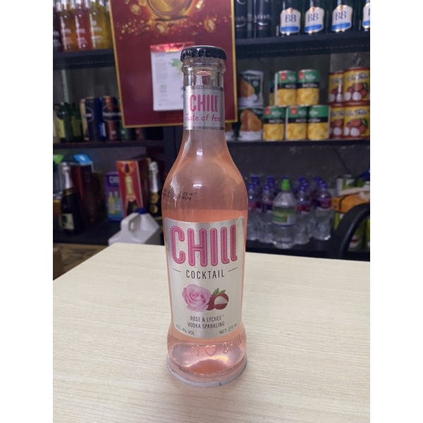 Nước Trái Cây Lên Men Chill Cocktail Rose &amp; Lychee Vodka Sparkling 4% 275ml-Vị Vải