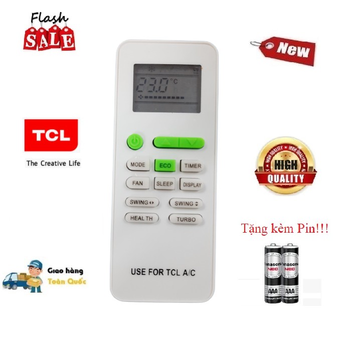 Remote Điều khiển điều hòa máy lạnh TCL 1&2 chiều Inverter - Hàng tốt mới 100% Tặng kèm Pin