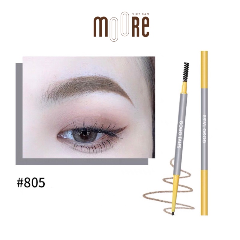 Chì kẻ mày ngang 2 đầu GOGO TALES Cloud mist brownpencil
