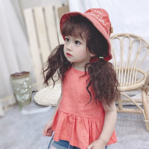 Tóc giả dài xoăn phong cách Hàn Quốc dễ thương cho bé gái