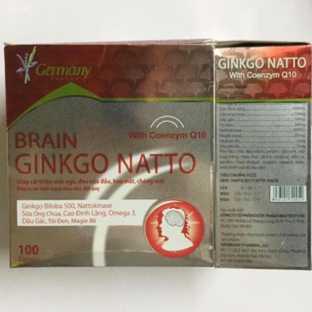 HOẠT HUYẾT DƯỠNG NÃO BRAIN GINKGO NATTO Hộp 100 Viên Chính Hãng