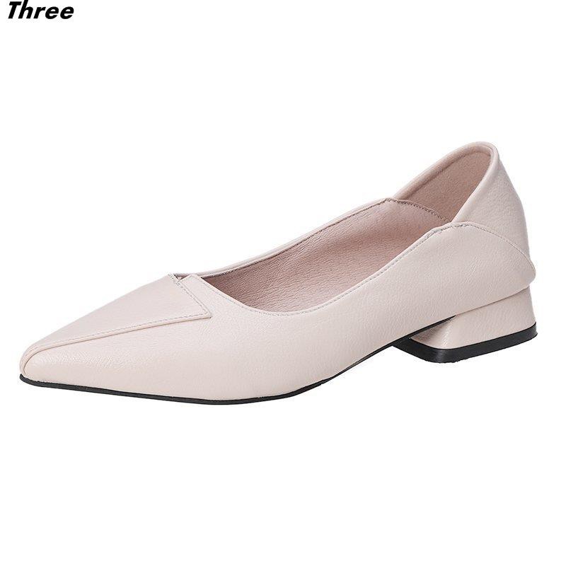 Women's shoes, high heels shallow mouth pointed single shoes women spring Korean version of the British style wild thick heel temperament professional evening shoes