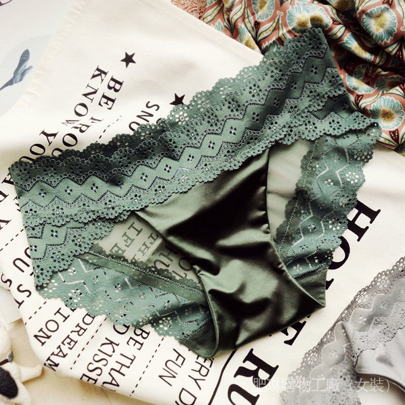 Quần Lót Lụa Satin Trong Suốt Không Đường May Lưng Vừa Phong Cách Retro Âu Mỹ Gợi Cảm Cho Nữ