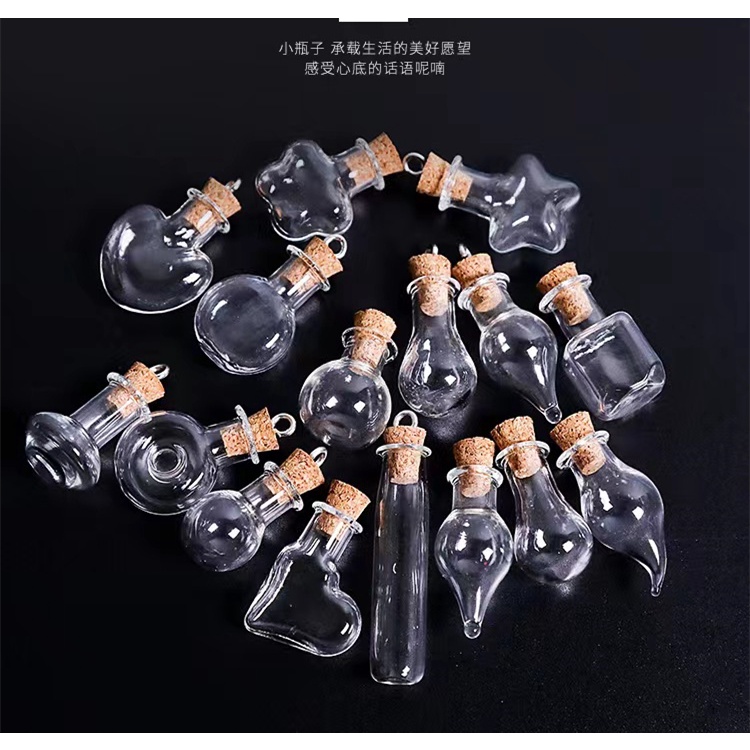 Mặt Dây Chuyền Cao Su Chống Rò Rỉ Phong Cách Đặc Biệt] Bình Thủy Tinh Rỗng Đựng Nước Hoa Hình Nút Chai Thủy Tinh mini Tự Làm Sáng Tạo Trang Trí Điện Thoại Di Động