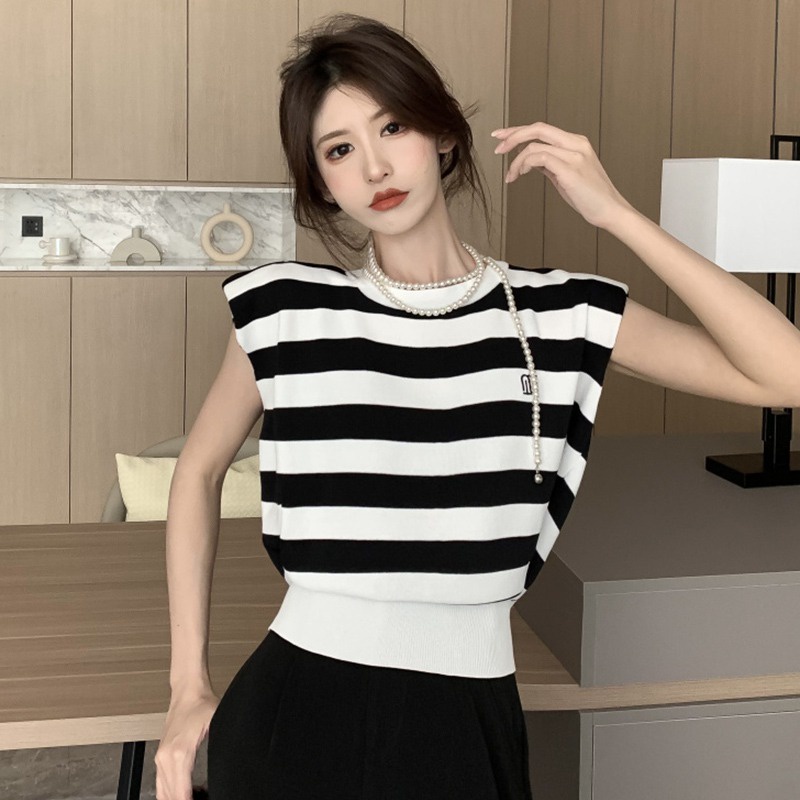 Áo Dệt Kim Sát Nách Hở Vai Quyến Rũ Thời Trang Phong Cách Hàn Quốc