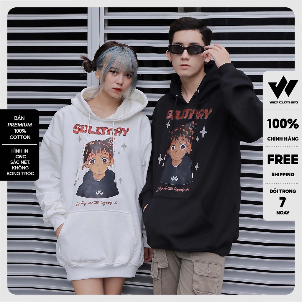 Áo hoodie form rộng WIIS bản Premium unisex nỉ bông SOLYTARY thời trang nam nữ oversize ulzzang