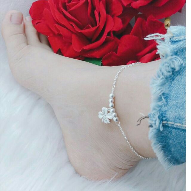 LẮC CHÂN BẠC HÌNH CỎ 4 LÁ MAY MẮN 🍀🍀 | BigBuy360 - bigbuy360.vn