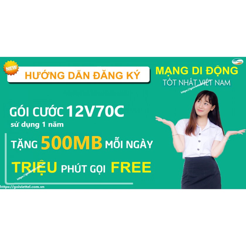 Sim viettel 4G 12V70C trọn gói 1 năm miễn phí gọi nội mạng 180GB tốc độ cao,sim nghe gọi và data,1 năm ko cần nạp tiền