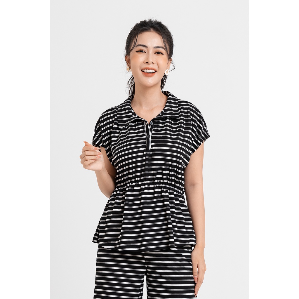 Áo LAMER Vai Chờm Cổ Bẻ Chun Eo L61B22H052