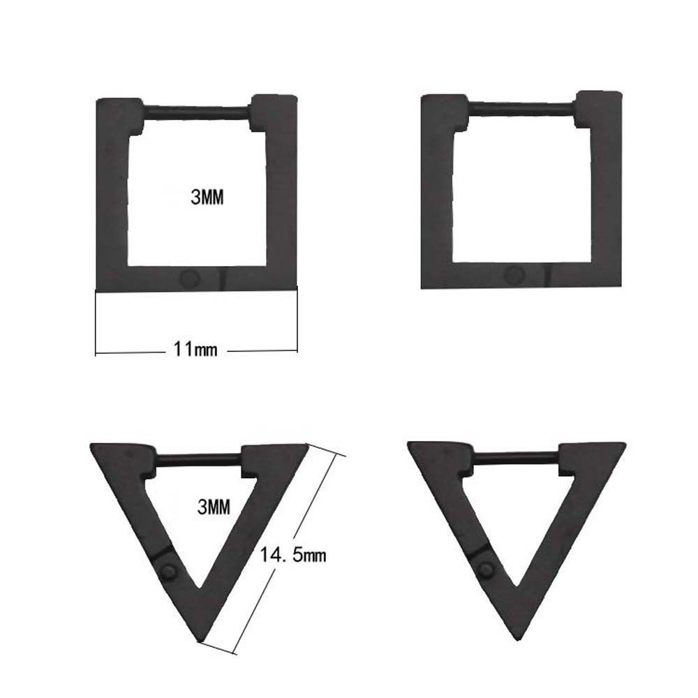 Khuyên tai dạng vòng hình tam giác vuông bằng thép không gỉ nhiều màu thời trang cho nam và nữ