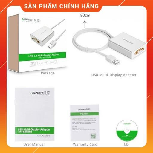 [CHÍNH HÃNG] Cáp Chuyển Đổi ( USB 2.0 sang VGA dài 80cm) Cao Cấp Chính Hãng Ugreen UG40244 chính hãng bảo hành 18 tháng