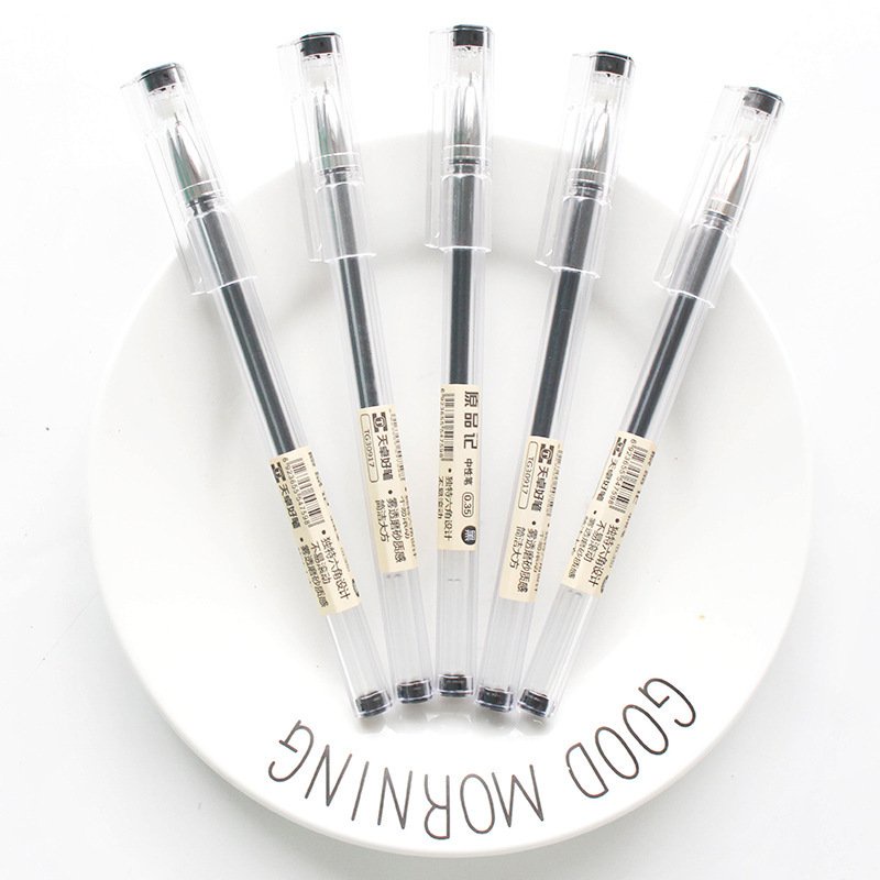 Bút gel mực đen ngòi 0.3, 0.5mm loại nắp và bấm màu trắng đen, bút Muji bản dupe viết đều mực phụ kiện văn phòng phẩm