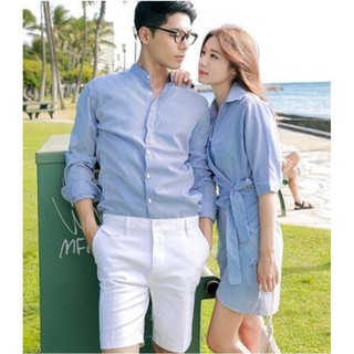 Đồ đôi nam nữ đẹp Set Váy nữ sơ mi nam đôi Hàn Quốc
