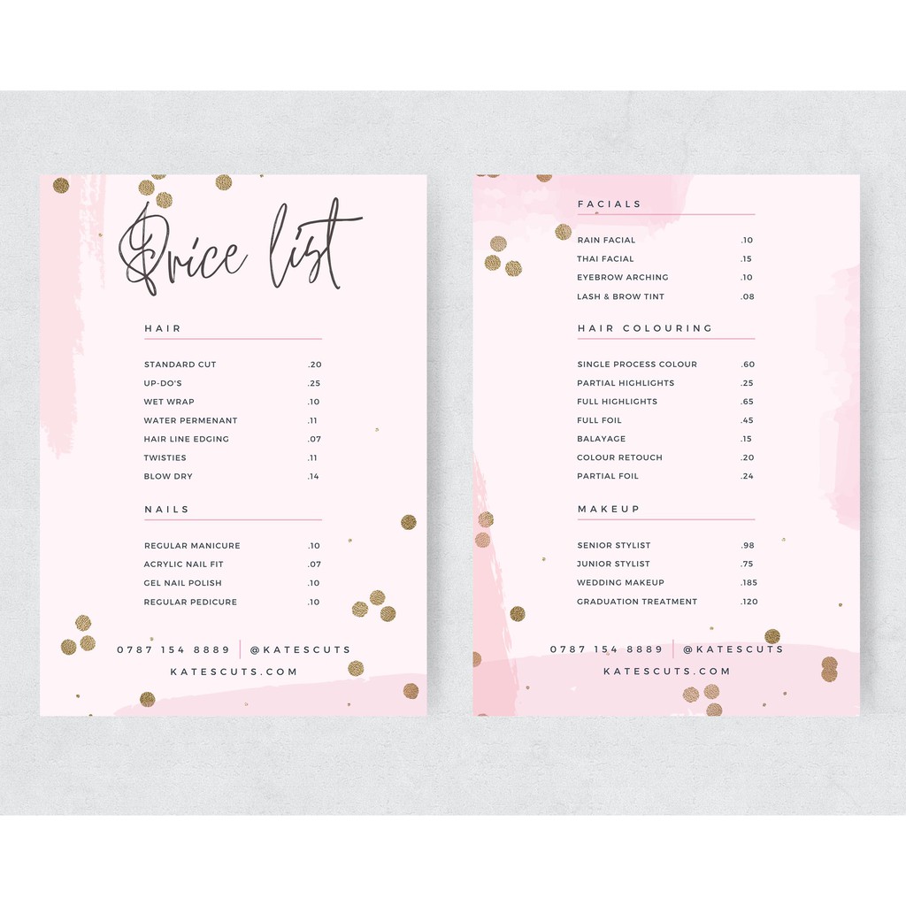 MENU/BẢNG GIÁ DỊCH VỤ NAIL/SALON TÓC/ THẨM MỸ VIỆN/ SPA/.. HOTTREND GIÁ RẺ