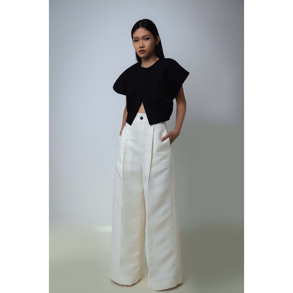 CoNIN-áo crop top túm eo lưng thun