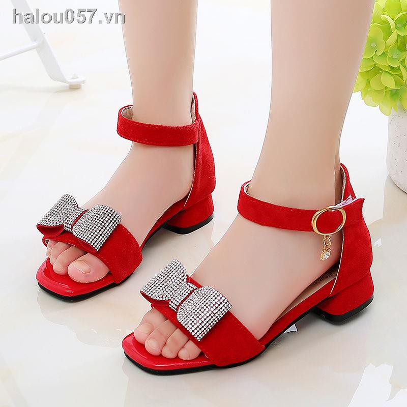 Giày sandals cao gót đế mềm thời trang cho bé 6 7 8 9 10 tuổi