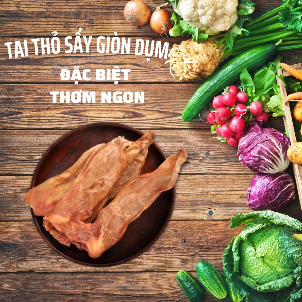 SNACK TAI THỎ SẤY GIÒN BỔ SUNG CANXI CHẮC KHOẺ XƯƠNG,RĂNG CHO CHÓ MÈO