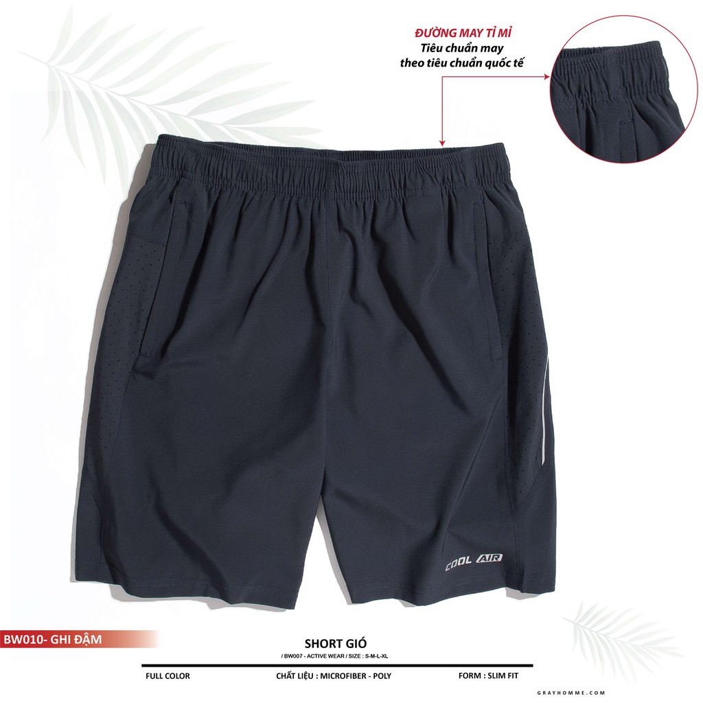 Quần Short Gió Thể Thao Trẻ Trung Hè 2021 GrayHomme BW010 - Xám | BigBuy360 - bigbuy360.vn