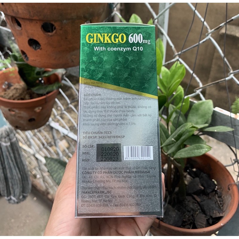 Ginkgo 600mg with coenzym Q10 viên uống hoạt huyết dưỡng não
