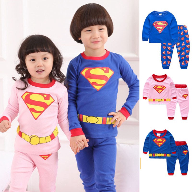 Đồ Ngủ Tay Dài In Hình Siêu Nhân Cho Bé
