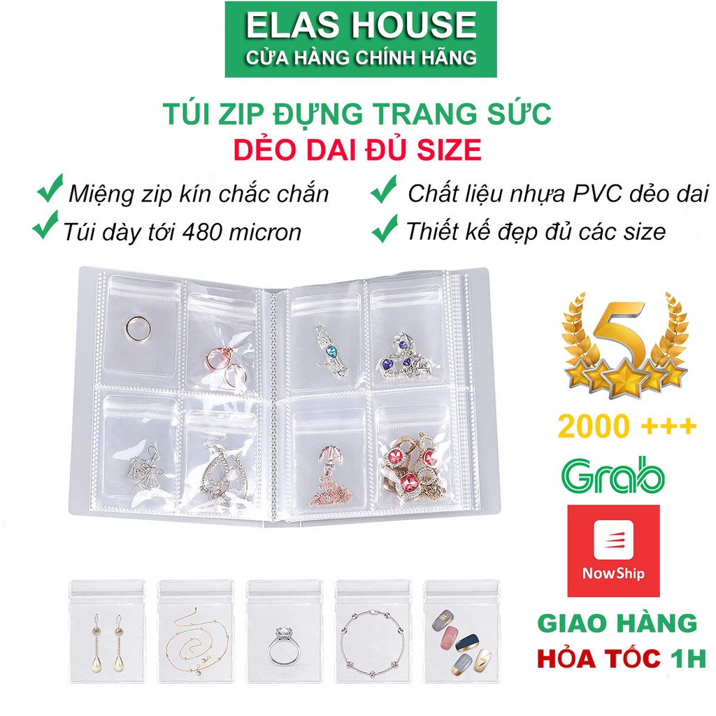 Túi zip đựng trang sức phụ kiên, 1 túi zip trong suốt pvc đựng trang sức