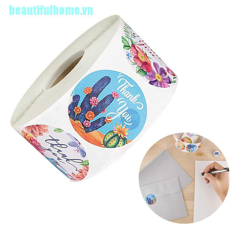 Cuộn 500 Miếng Dán In Chữ Thank You Trang Trí Kẹo Mới
