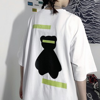 Áo thun ngắn tay in họa tiết chú gấu phong cách Hàn Quốc dành cho nam và nữ