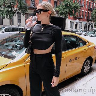Áo Croptop Hở Lưng Màu Trơn Gợi Cảm Cho Nữ