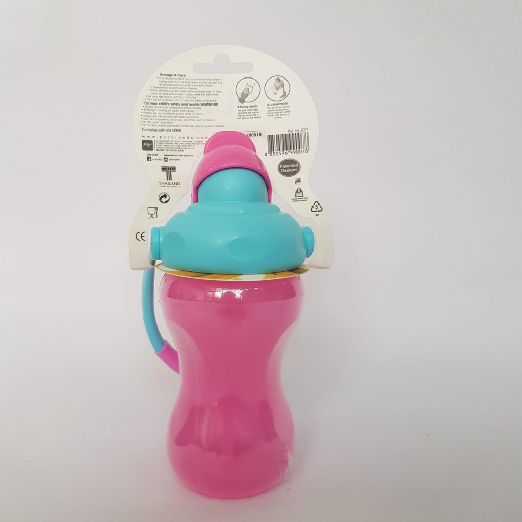 Bình uống nước 250ml ống hút nắp bật