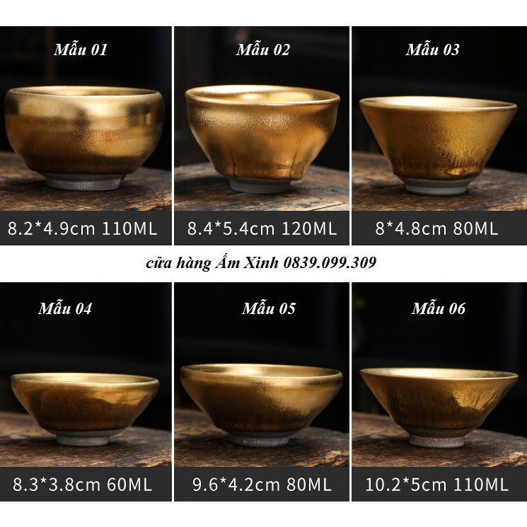 Chén Thiên Mục mạ vàng