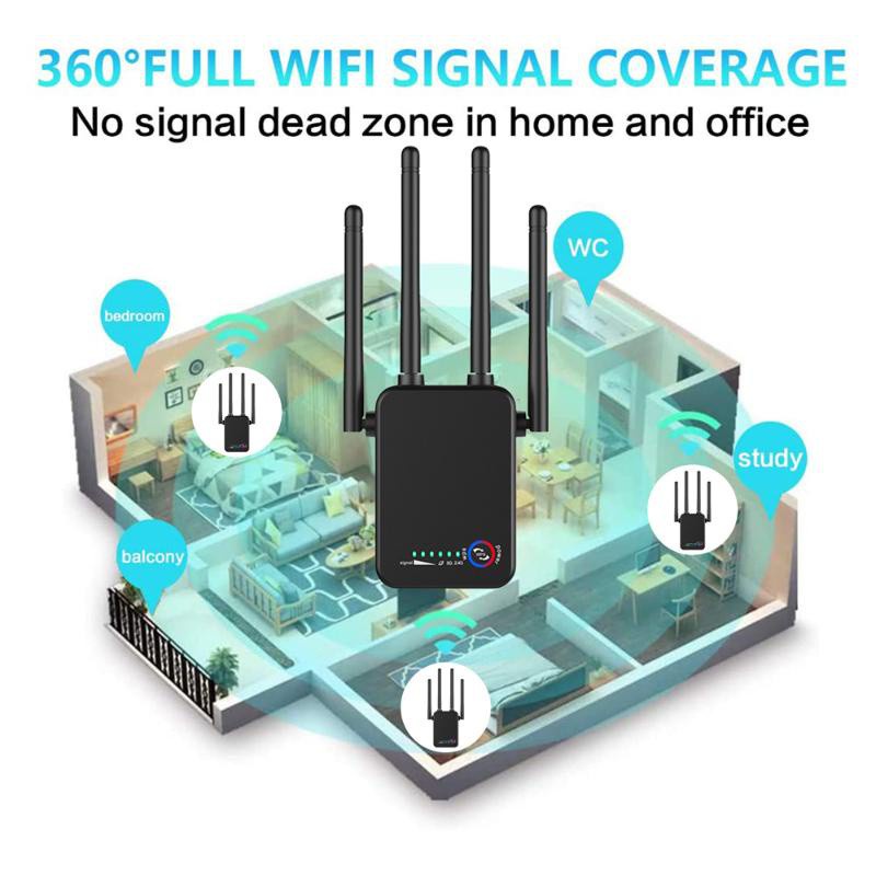 Long Distance Wifi Repeater Wifi Signal Amplifier Booster 1200mbps Gigabit Router Wifi Extender Wireless Repeater Wifi Booster