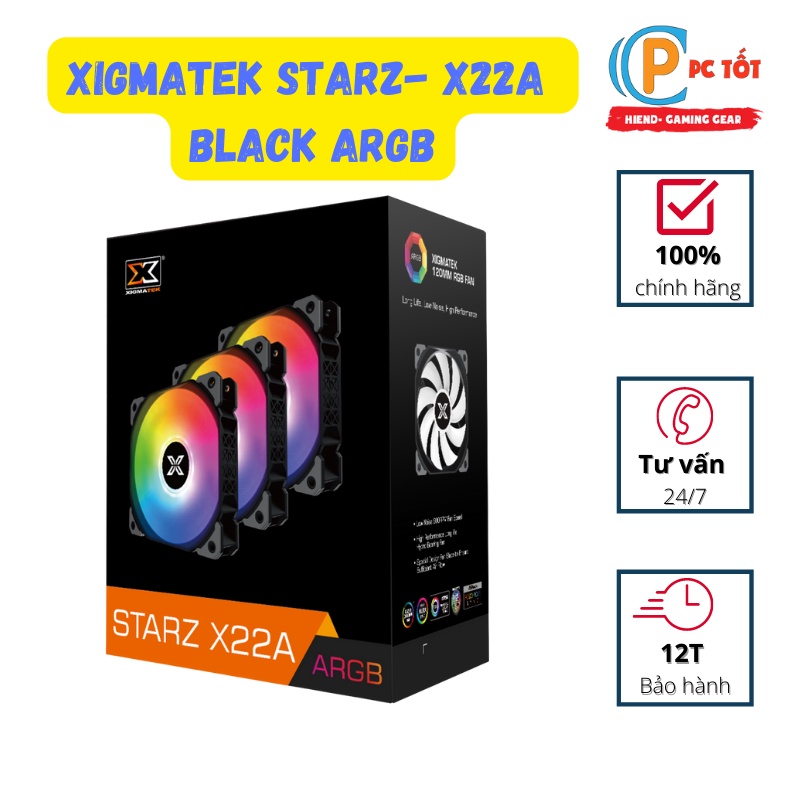 Bộ quạt tản nhiệt XIGMATEK STARZ – X22A ARGB (EN48458) – PACK x3, CONTROLLER