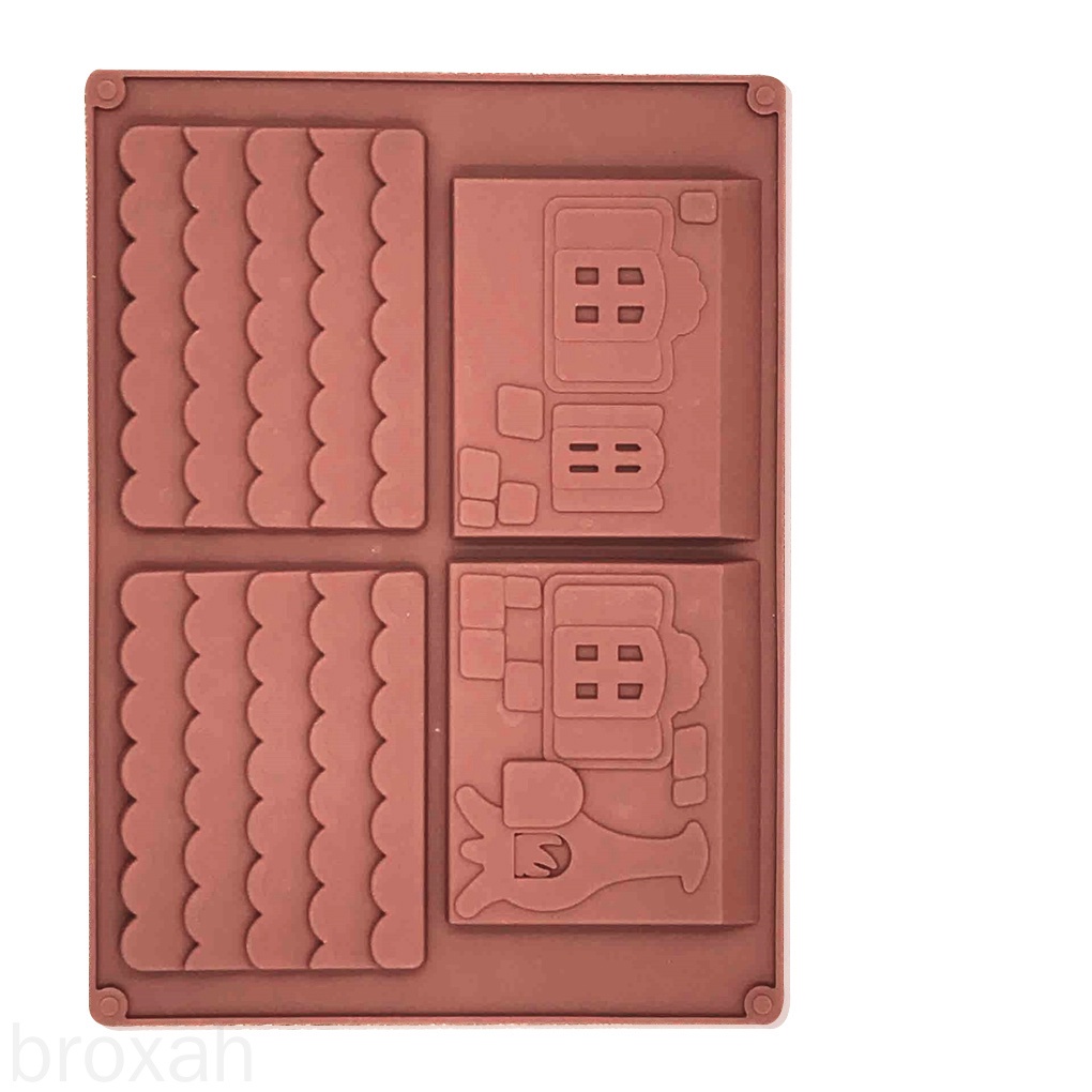 Set 2 Khuôn Silicone Làm Bánh Kẹo Hình Ngôi Nhà Giáng Sinh