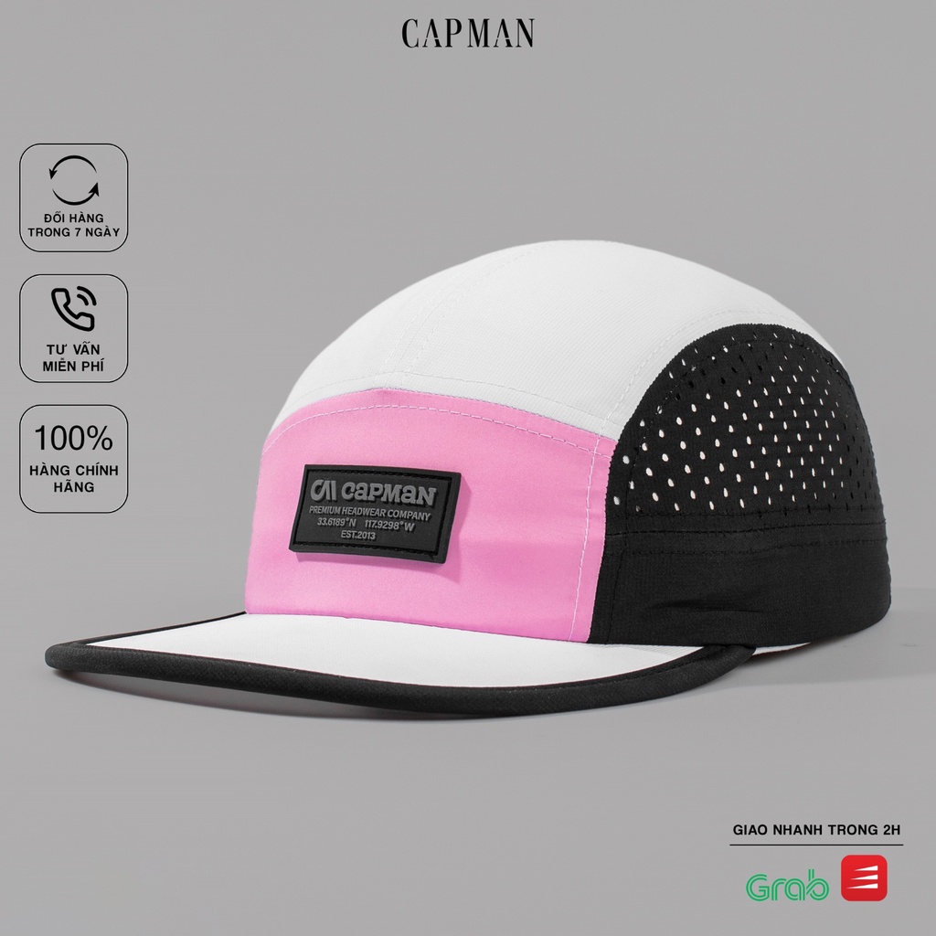 Mũ lưỡi trai CAPMAN chính hãng full box, nón kết nam snapback vải dù CM117 màu trắng hồng