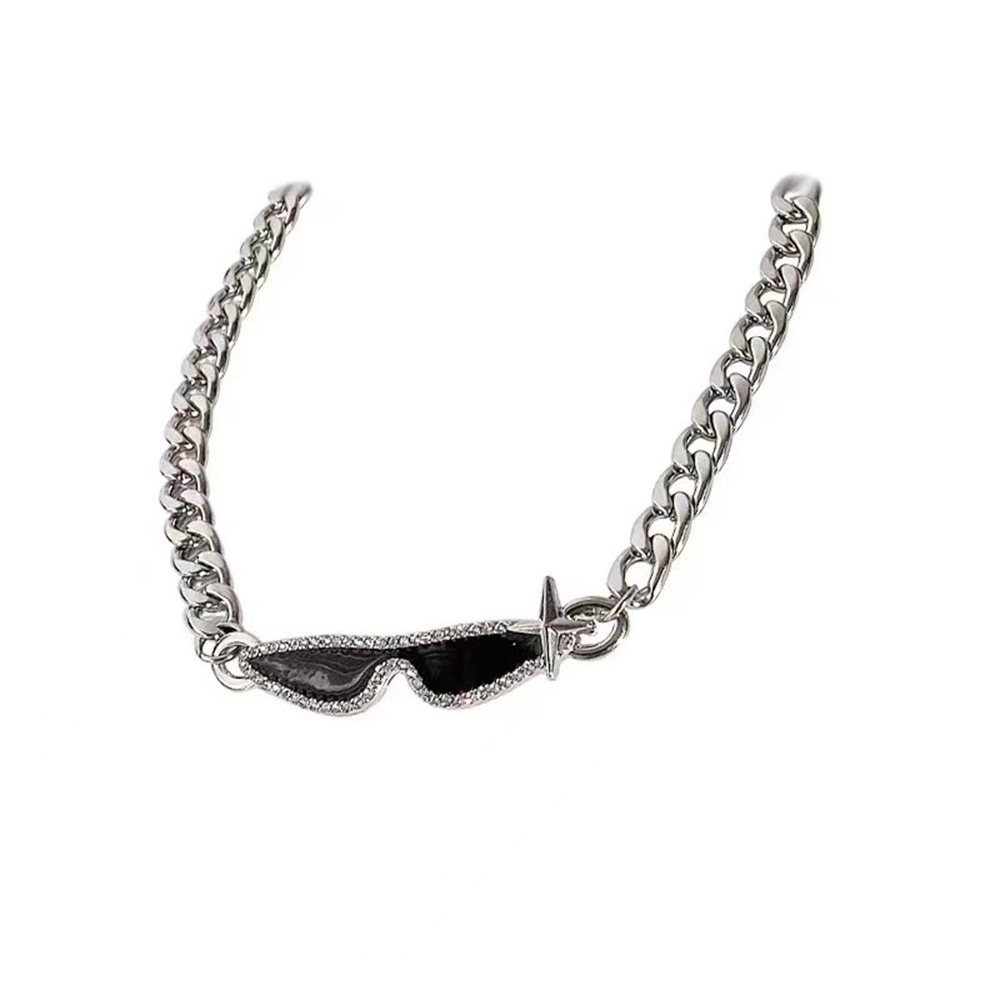 Vòng cổ Hình Mắt Kính Màu Đen Bằng Thép Phong Cách Punk Hàn Quốc Thời Trang Cho Nữ