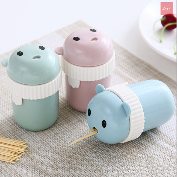Hộp đựng tăm lúa mạch nắp bập - Hộp đựng tăm gấu dễ thương