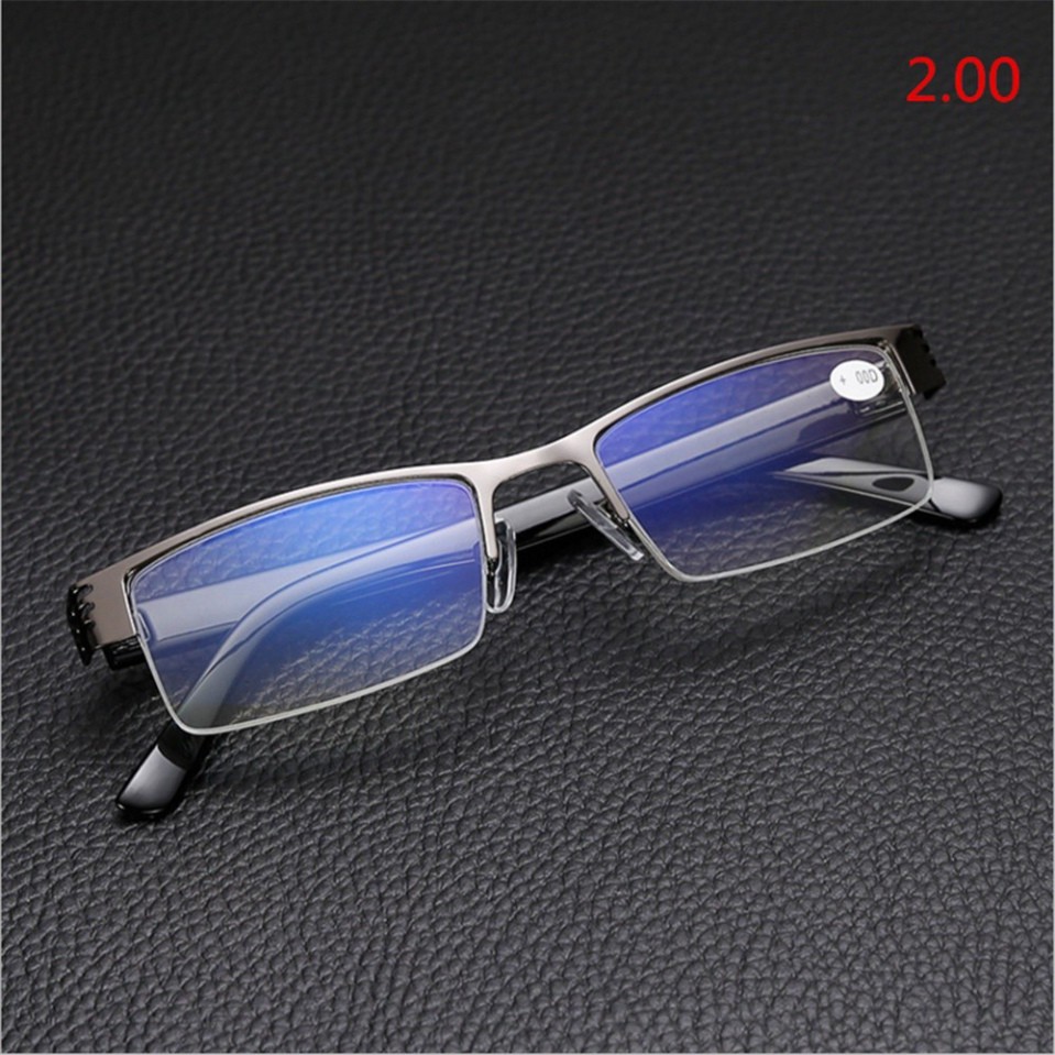Sale 69% Mắt kính gọng kim loại thiết kế nửa viền tròng chống tia bức xạ từ máy tính, 100 Giá gốc 35000đ- 118B57