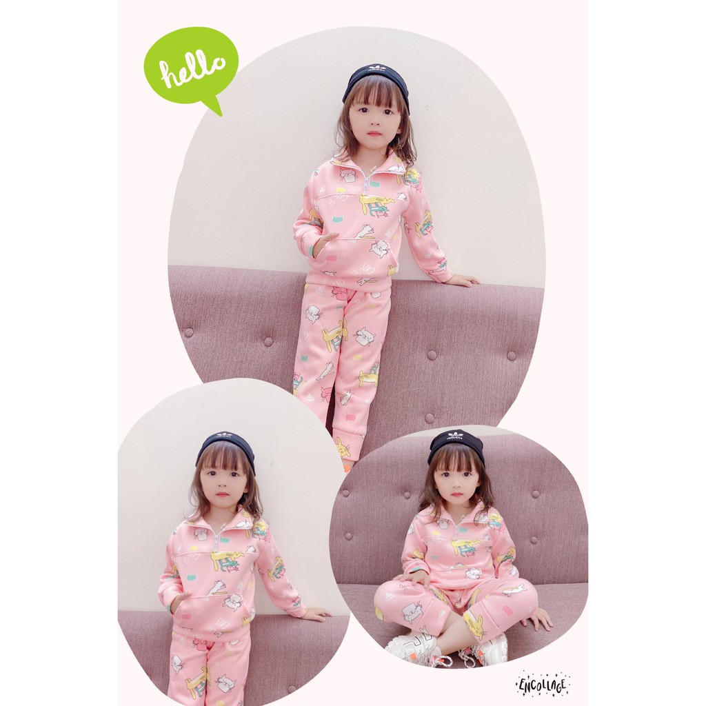 bộ nỉ đẹp khóa cổ ấm áp cho bé - BNKC2