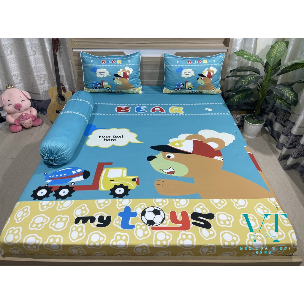 Bộ Chăn Ga Thun 5D Ý Cartoon