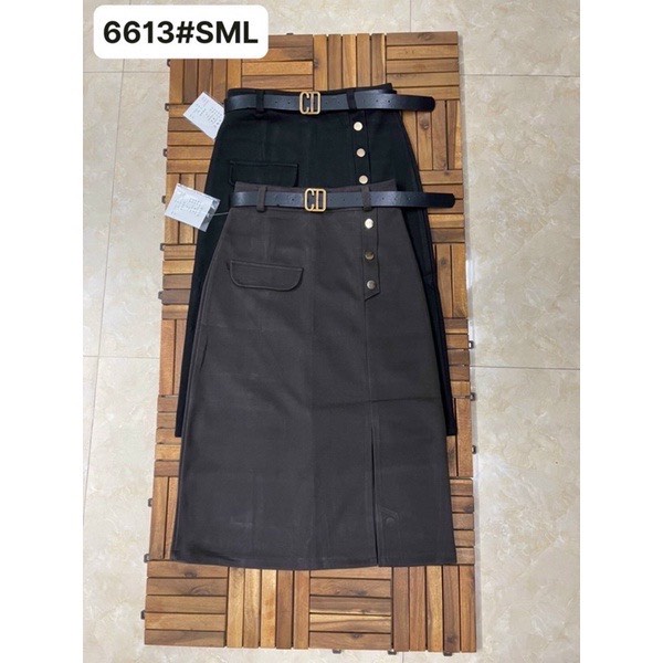 Chân váy vải khuy lệch _ Hàng QC