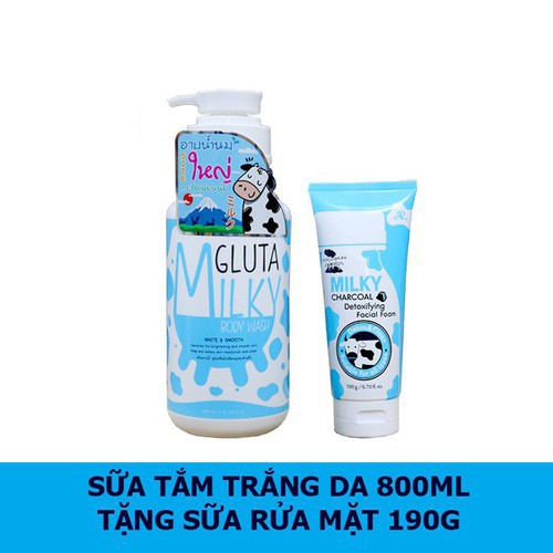 [Tặng sữa rửa mặt] Sữa Tắm Bò Milky Gluta Thái Lan 800ml Chính Hãng