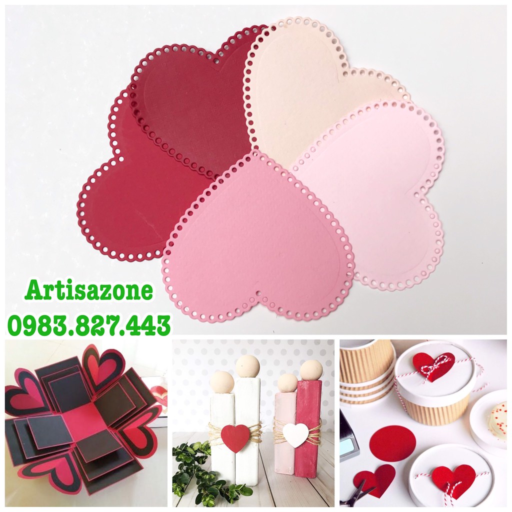 Tim giấy viền tròn  trang trí Scrapbook, thiệp, album... -